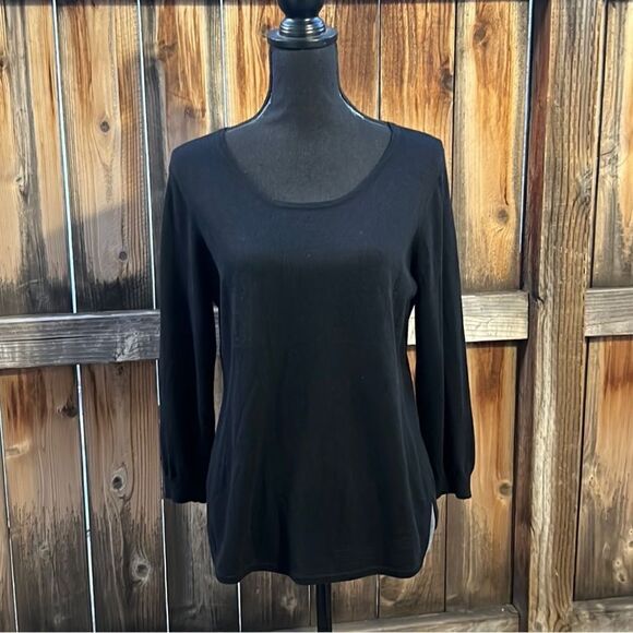 The Limited top career wool blend 3/4 sleeve black gray Large - Picture 1 of 8